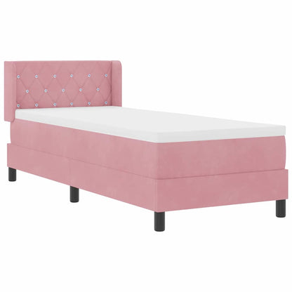 Postel S Boxspringem S Čelo Růžová 200 X 80 Cm Samet