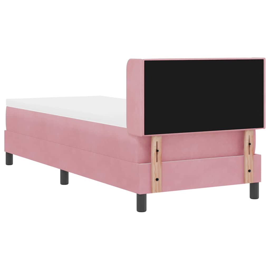 Postel S Boxspringem S Čelo Růžová 200 X 80 Cm Samet