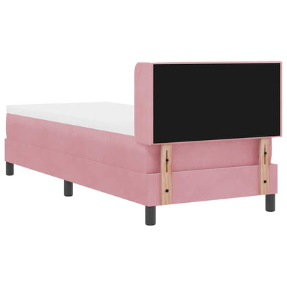 Postel S Boxspringem S Čelo Růžová 200 X 80 Cm Samet