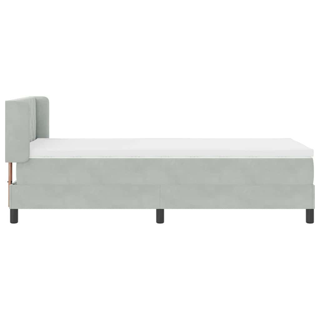 Postel S Boxspringem S Čelo Světle Šedá 190 X 90 Cm Samet
