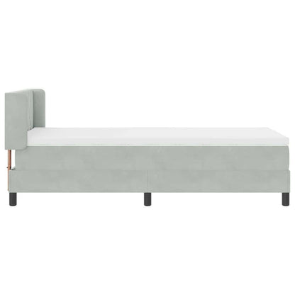 Postel S Boxspringem S Čelo Světle Šedá 190 X 90 Cm Samet