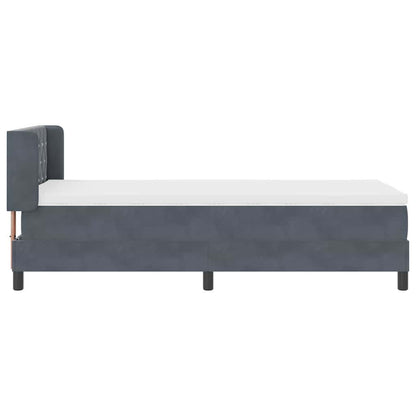 Postel S Boxspringem S Čelo Tmavě Šedá 190 X 90 Cm Samet