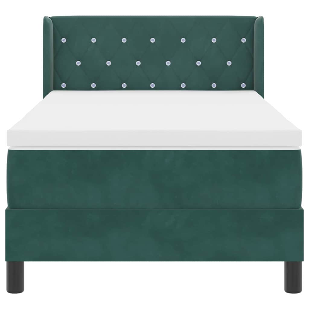 Postel S Boxspringem S Čelo Tmavě Zelená 190 X 90 Cm Samet