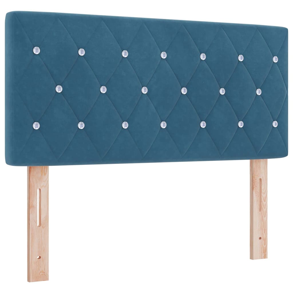 Postel S Boxspringem S Čelo Tmavě Modrá 190 X 90 Cm Samet