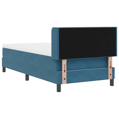 Postel S Boxspringem S Čelo Tmavě Modrá 190 X 90 Cm Samet