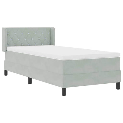 Postel S Boxspringem S Čelo Světle Šedá 200 X 100 Cm Samet