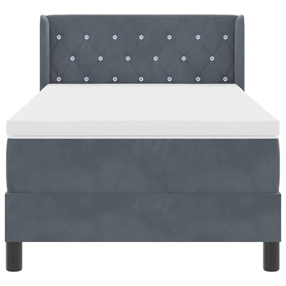 Postel S Boxspringem S Čelo Tmavě Šedá 200 X 100 Cm Samet