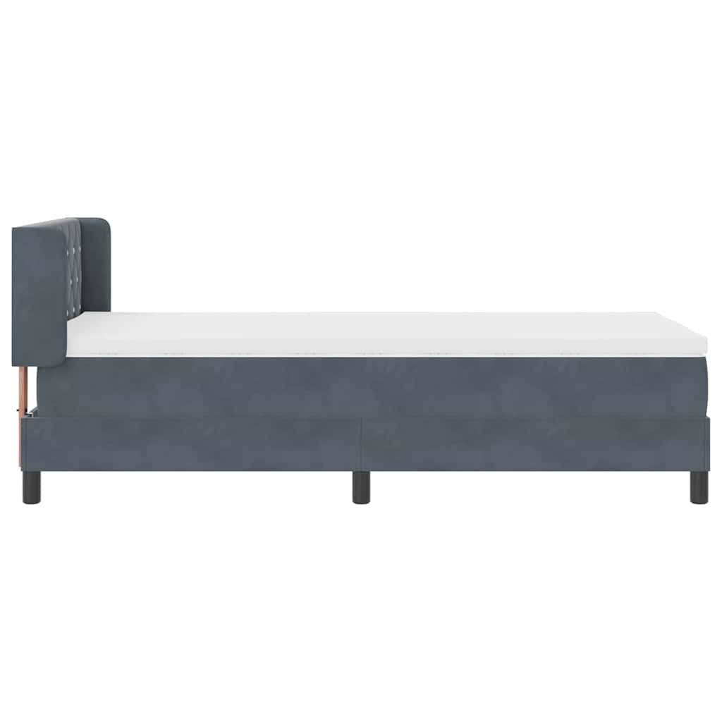 Postel S Boxspringem S Čelo Tmavě Šedá 200 X 100 Cm Samet