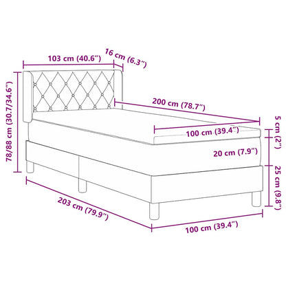 Postel S Boxspringem S Čelo Tmavě Šedá 200 X 100 Cm Samet