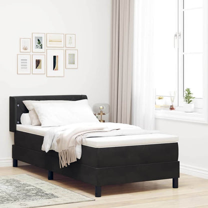 Postel S Boxspringem S Čelo Černý 200 X 100 Cm Samet