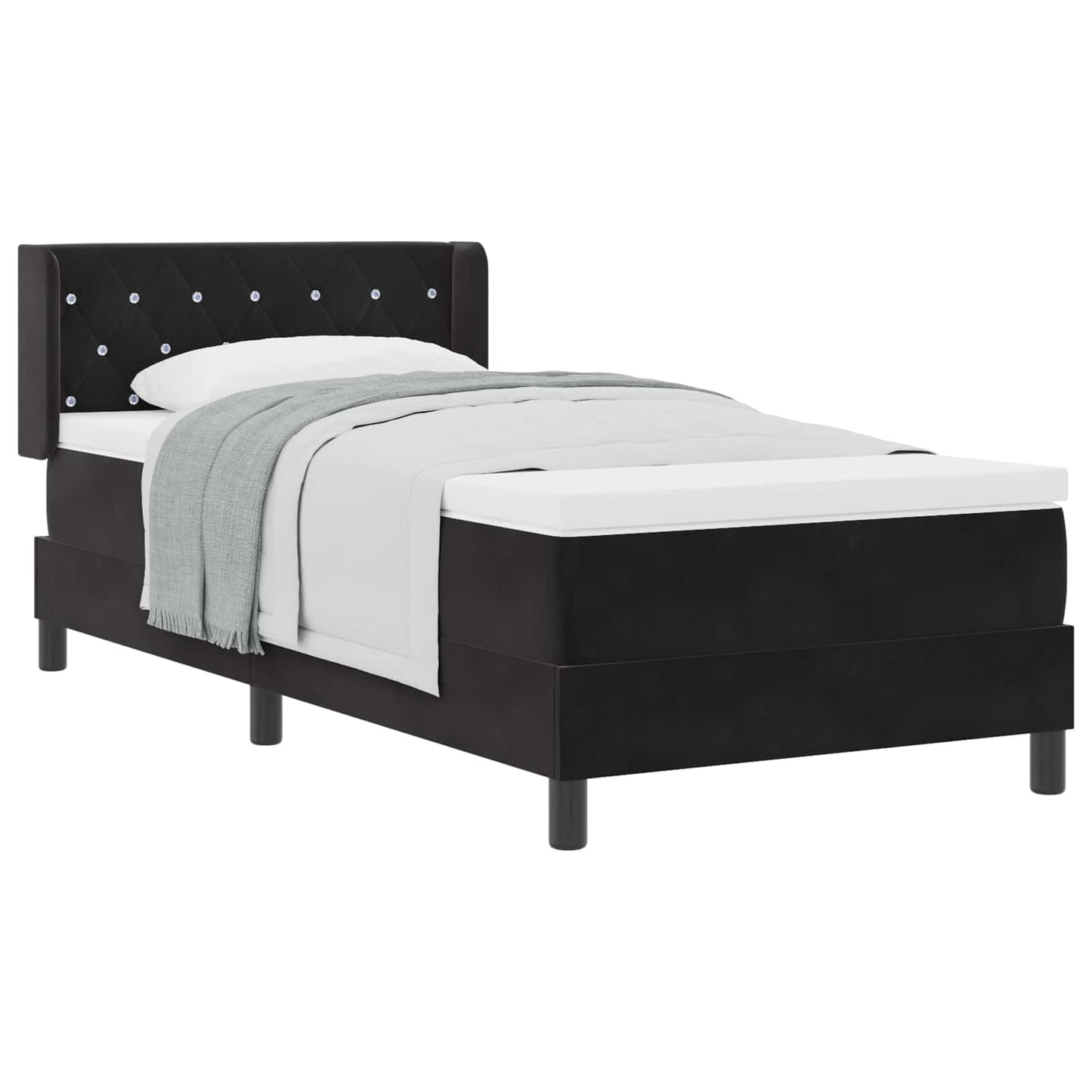 Postel S Boxspringem S Čelo Černý 200 X 100 Cm Samet