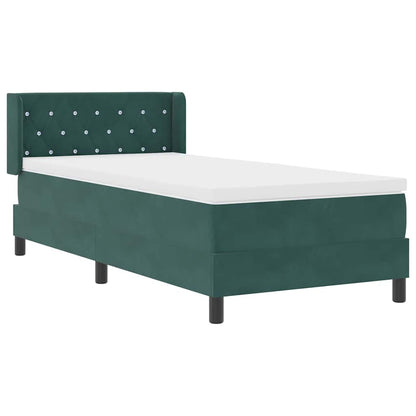 Postel S Boxspringem S Čelo Tmavě Zelená 200 X 100 Cm Samet