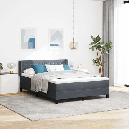 Postel S Boxspringem S Čelo Tmavě Šedá 200 X 140 Cm Samet