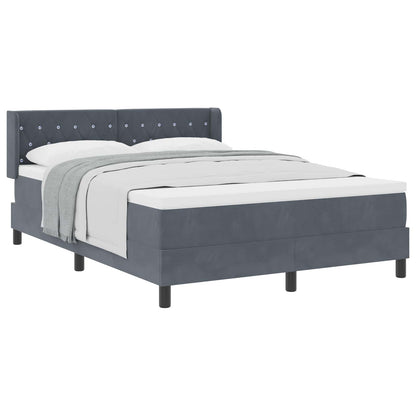 Postel S Boxspringem S Čelo Tmavě Šedá 200 X 140 Cm Samet