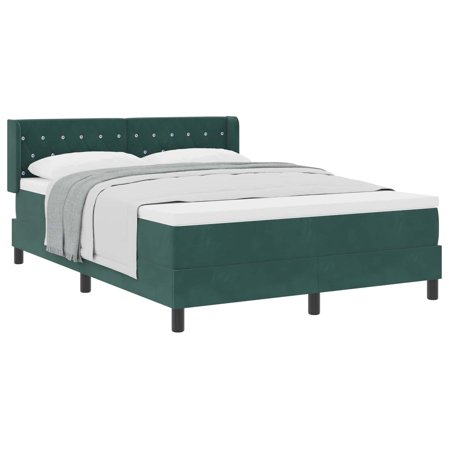 Postel S Boxspringem S Čelo Tmavě Zelená 200 X 140 Cm Samet