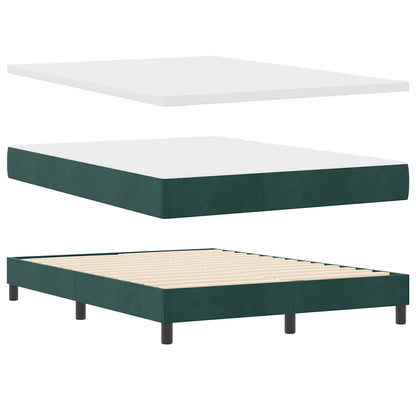 Postel S Boxspringem S Čelo Tmavě Zelená 200 X 140 Cm Samet
