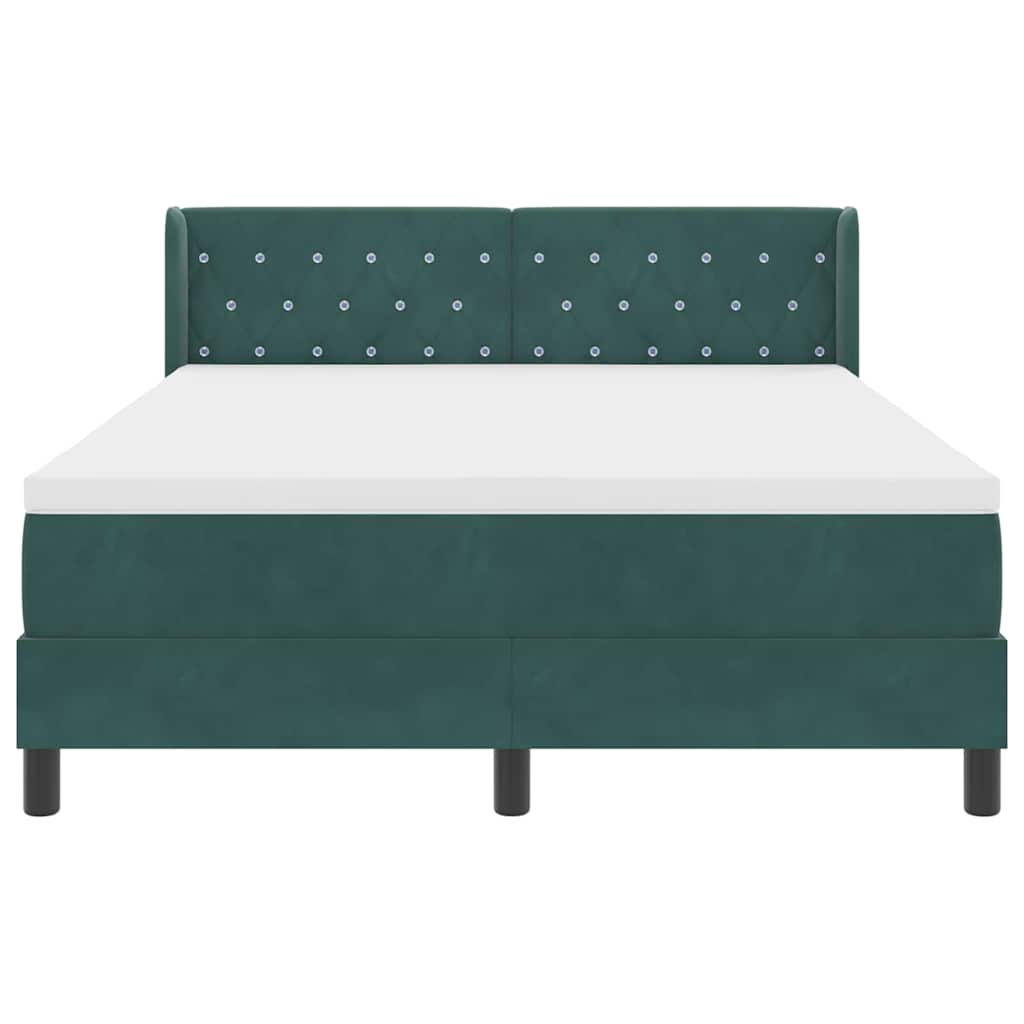 Postel S Boxspringem S Čelo Tmavě Zelená 200 X 140 Cm Samet