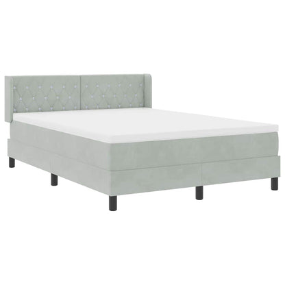 Postel S Boxspringem S Čelo Světle Šedá 200 X 160 Cm Samet