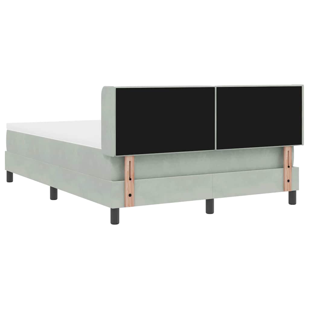 Postel S Boxspringem S Čelo Světle Šedá 200 X 160 Cm Samet