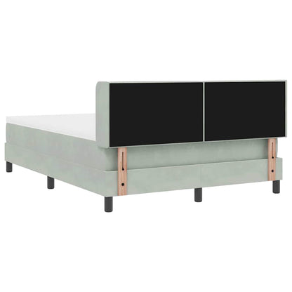 Postel S Boxspringem S Čelo Světle Šedá 200 X 160 Cm Samet
