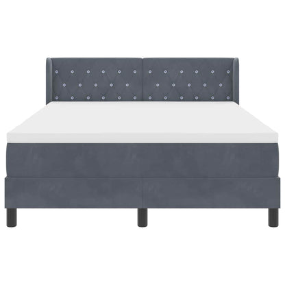 Postel S Boxspringem S Čelo Tmavě Šedá 200 X 160 Cm Samet