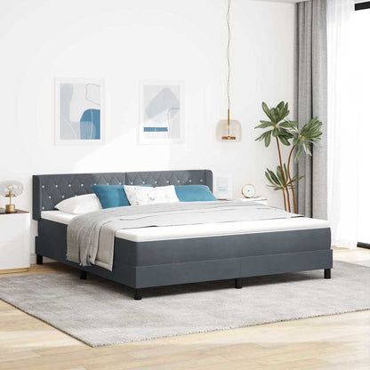 Postel S Boxspringem S Čelo Tmavě Šedá 200 X 180 Cm Samet