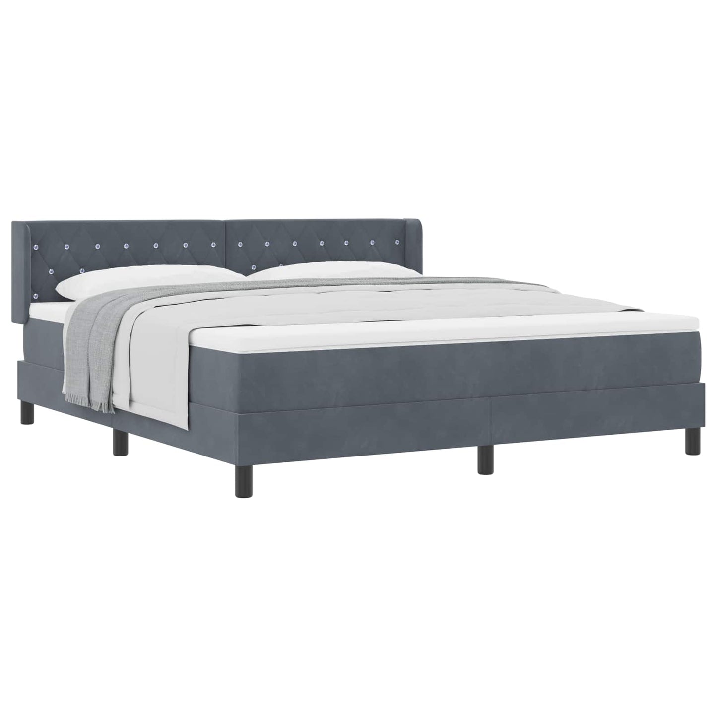 Postel S Boxspringem S Čelo Tmavě Šedá 200 X 180 Cm Samet