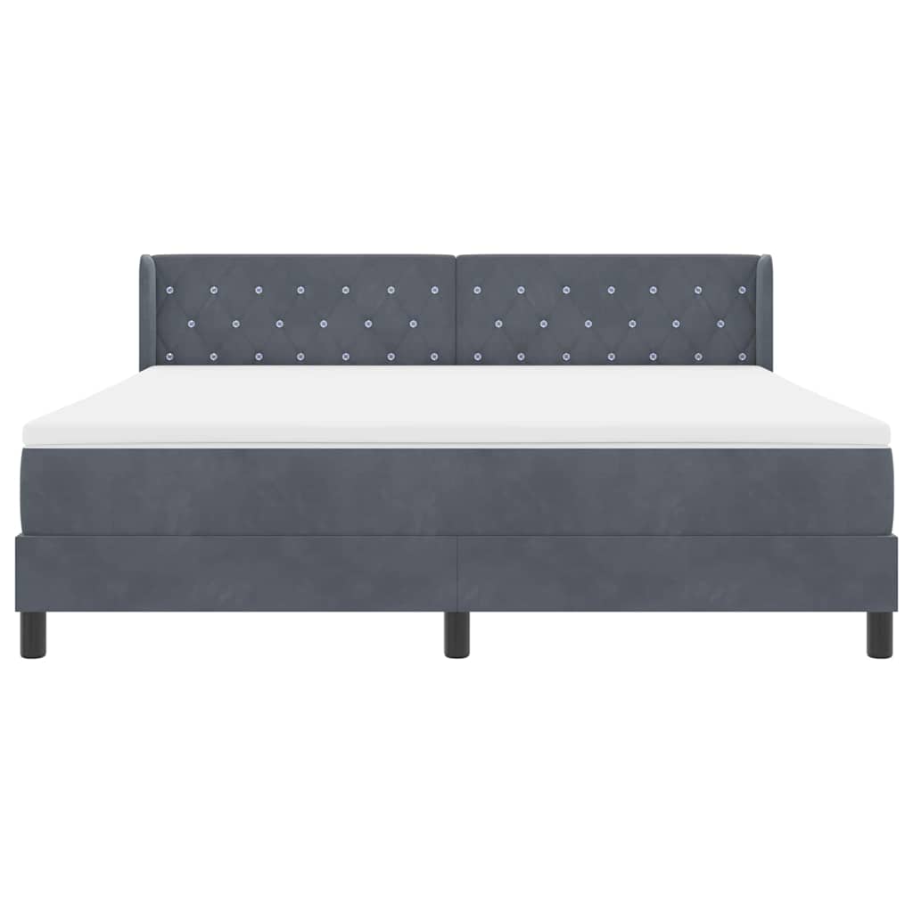 Postel S Boxspringem S Čelo Tmavě Šedá 200 X 180 Cm Samet