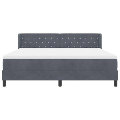 Postel S Boxspringem S Čelo Tmavě Šedá 200 X 180 Cm Samet