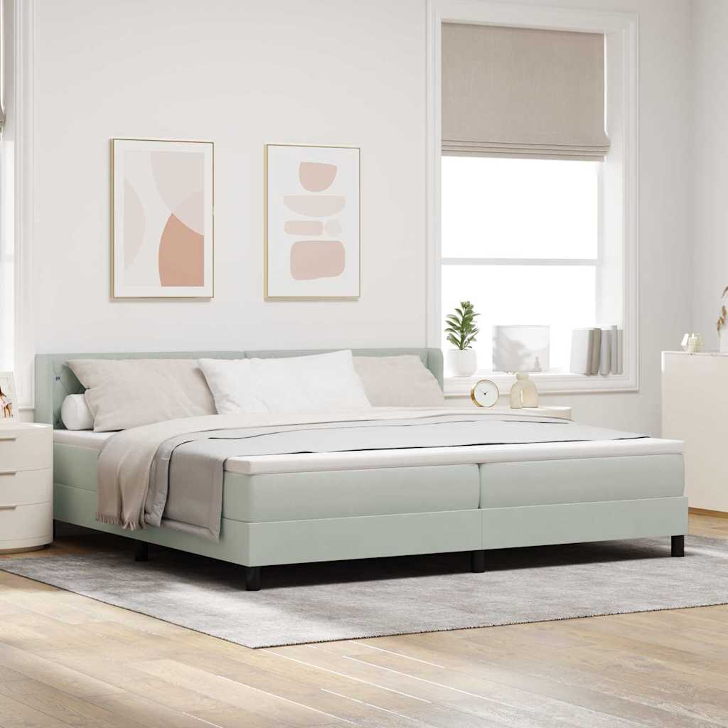 Postel S Boxspringem S Čelo Světle Šedá 200 X 200 Cm Samet