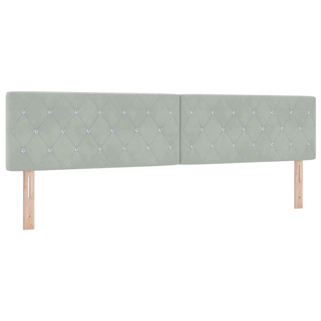 Postel S Boxspringem S Čelo Světle Šedá 200 X 200 Cm Samet