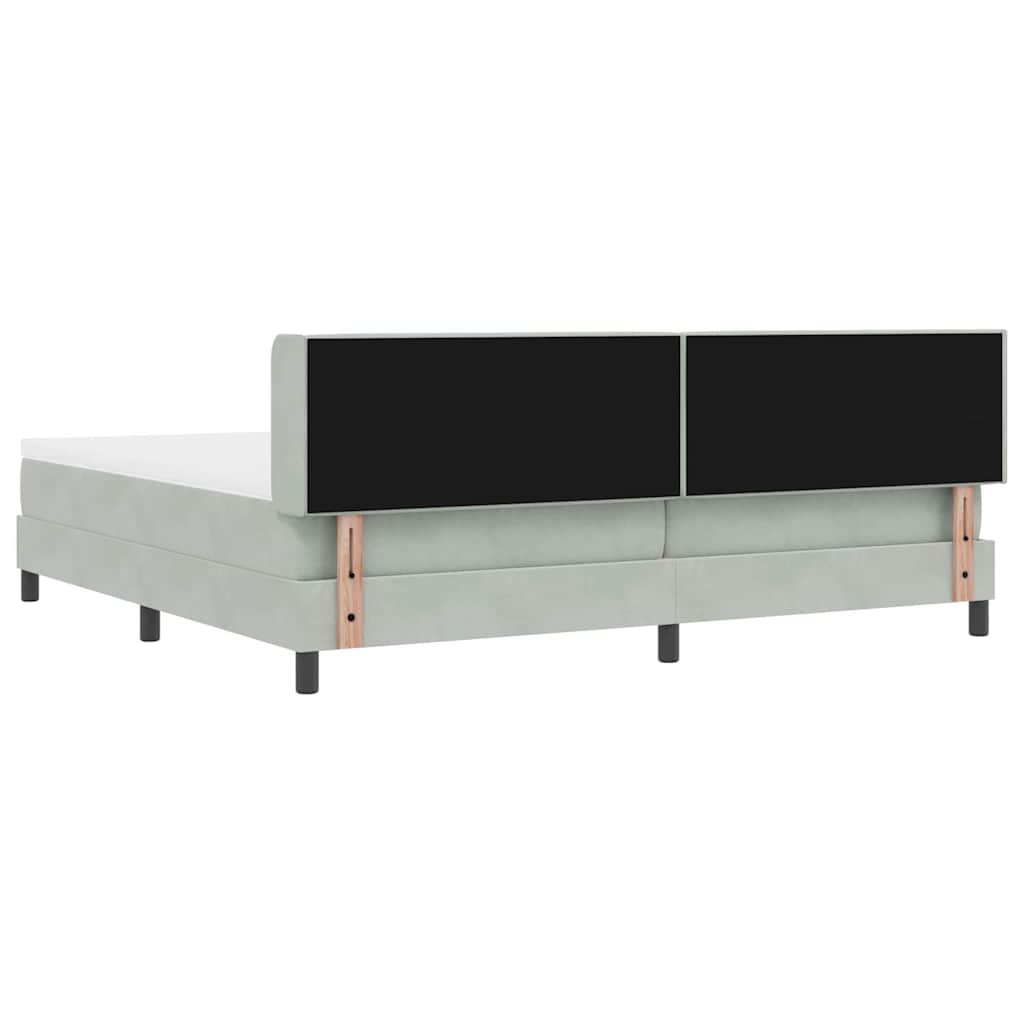 Postel S Boxspringem S Čelo Světle Šedá 200 X 200 Cm Samet