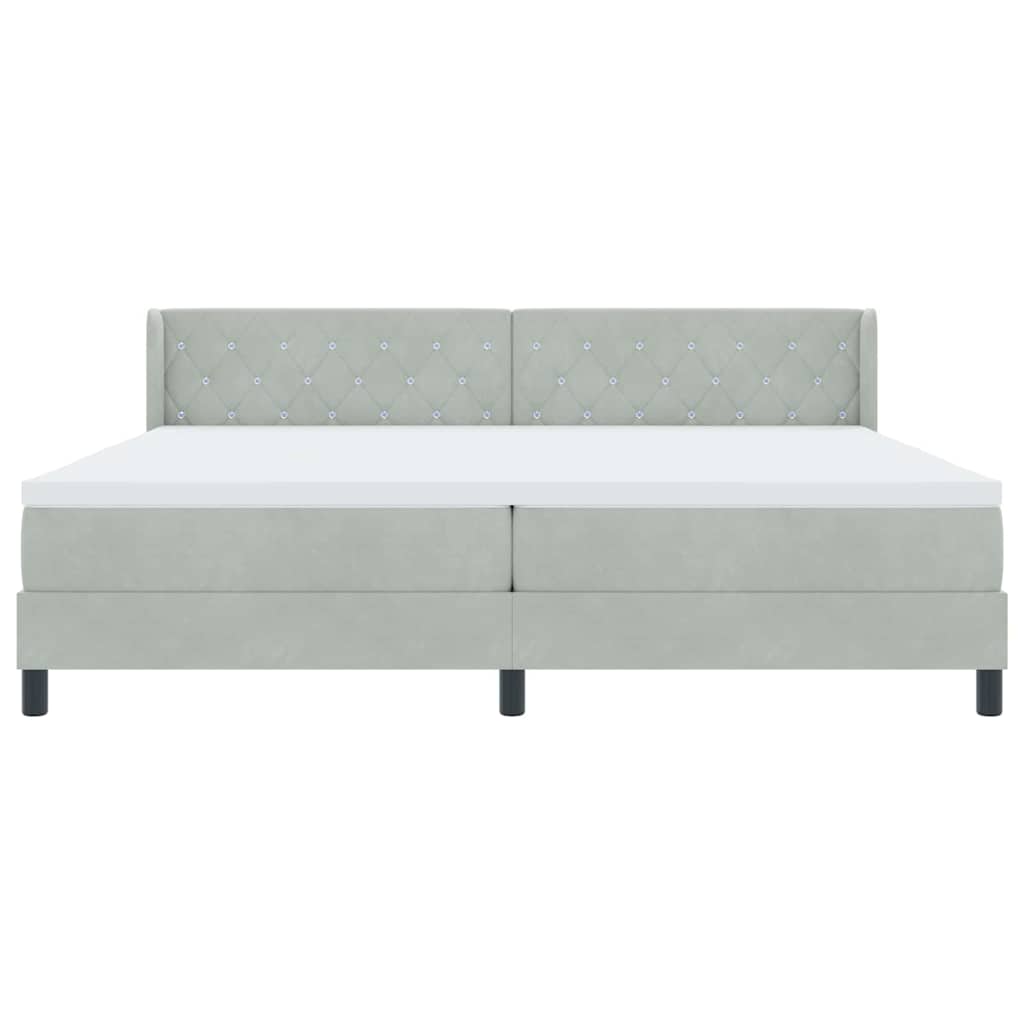 Postel S Boxspringem S Čelo Světle Šedá 200 X 200 Cm Samet