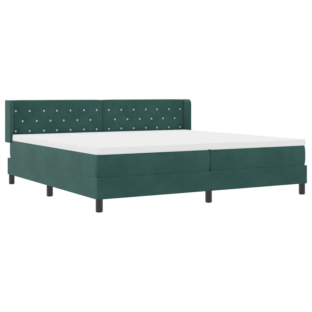Postel S Boxspringem S Čelo Tmavě Zelená 200 X 200 Cm Samet