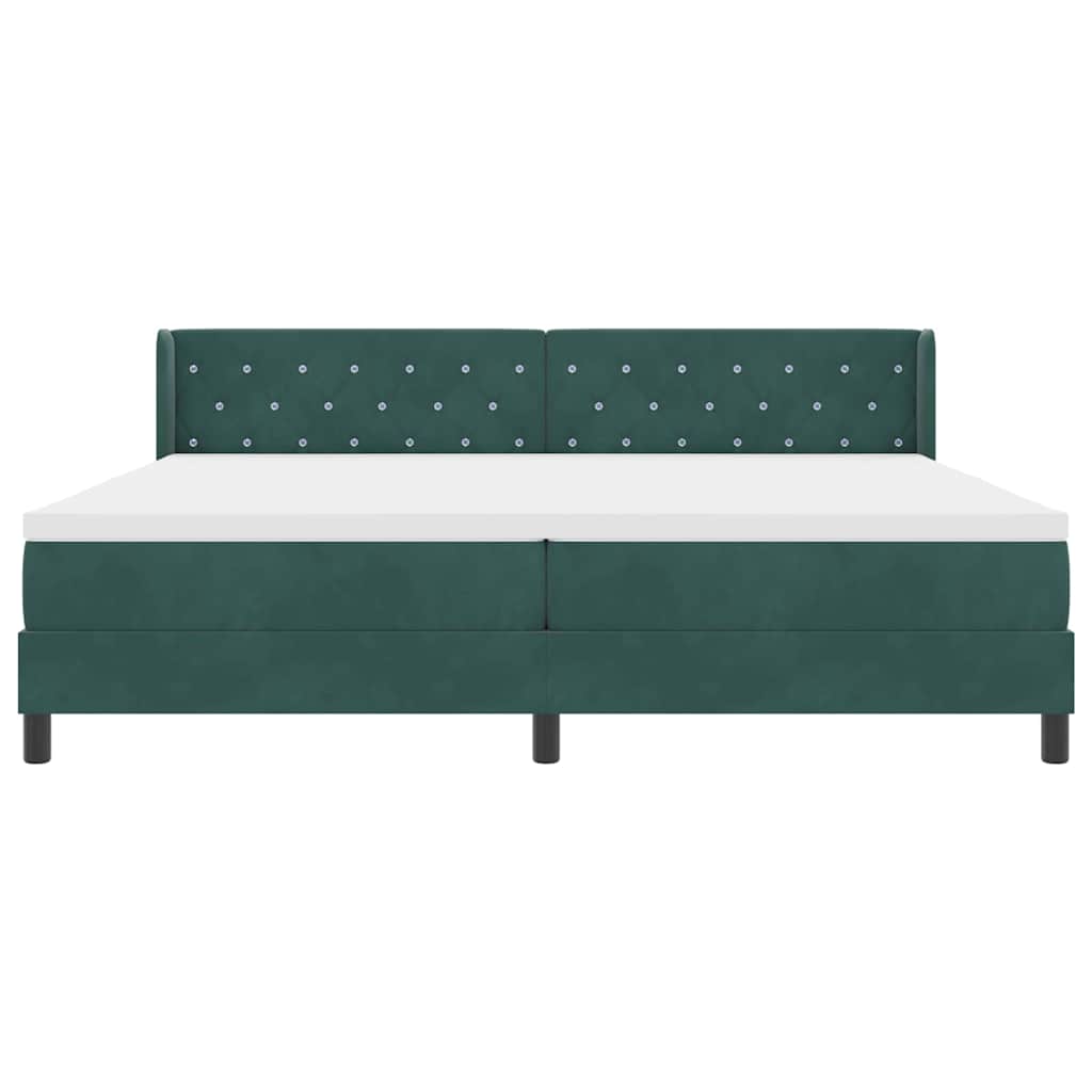 Postel S Boxspringem S Čelo Tmavě Zelená 200 X 200 Cm Samet