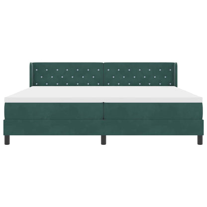 Postel S Boxspringem S Čelo Tmavě Zelená 200 X 200 Cm Samet