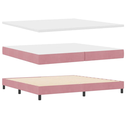 Postel S Boxspringem S Čelo Růžová 200 X 200 Cm Samet