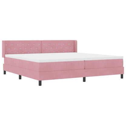 Postel S Boxspringem S Čelo Růžová 200 X 200 Cm Samet