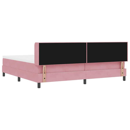Postel S Boxspringem S Čelo Růžová 200 X 200 Cm Samet