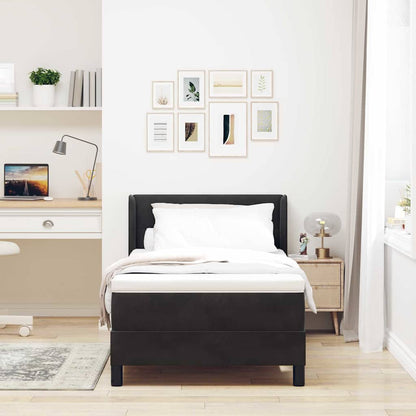 Postel S Boxspringem S Čelo Černý 200 X 80 Cm Samet