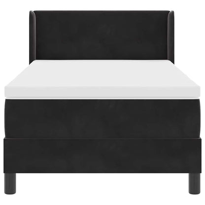 Postel S Boxspringem S Čelo Černý 200 X 80 Cm Samet