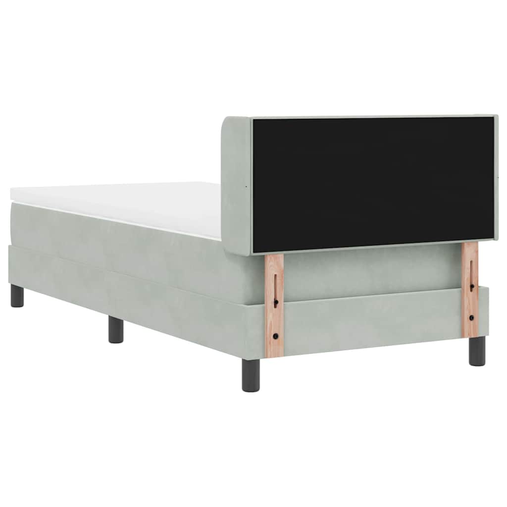 Postel S Boxspringem S Čelo Světle Šedá 190 X 90 Cm Samet