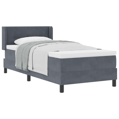 Postel S Boxspringem S Čelo Tmavě Šedá 190 X 90 Cm Samet