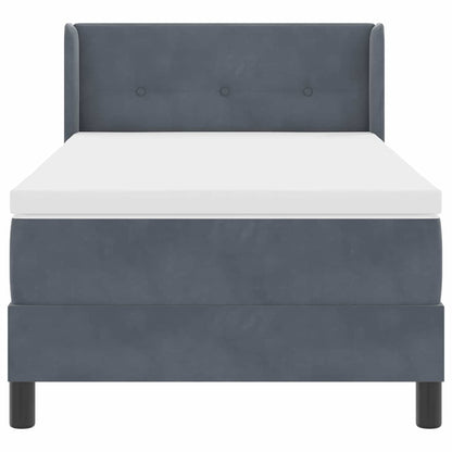 Postel S Boxspringem S Čelo Tmavě Šedá 190 X 90 Cm Samet