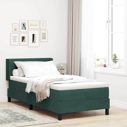 Postel S Boxspringem S Čelo Tmavě Zelená 190 X 90 Cm Samet