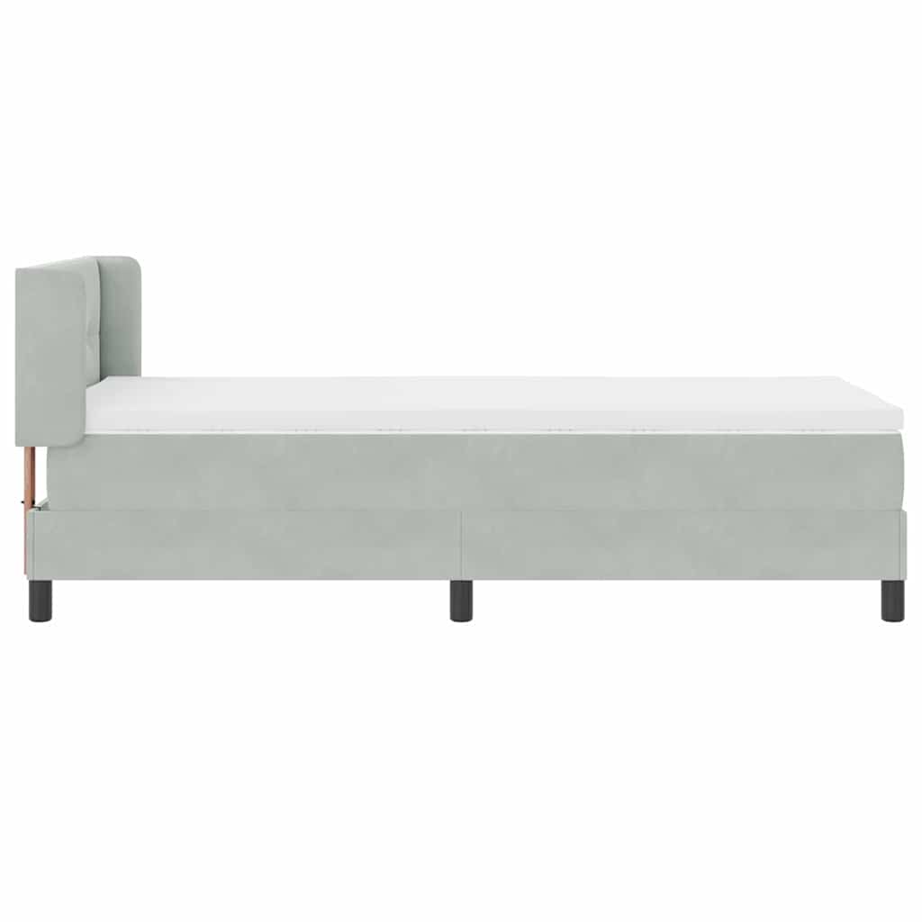 Postel S Boxspringem S Čelo Světle Šedá 200 X 90 Cm Samet