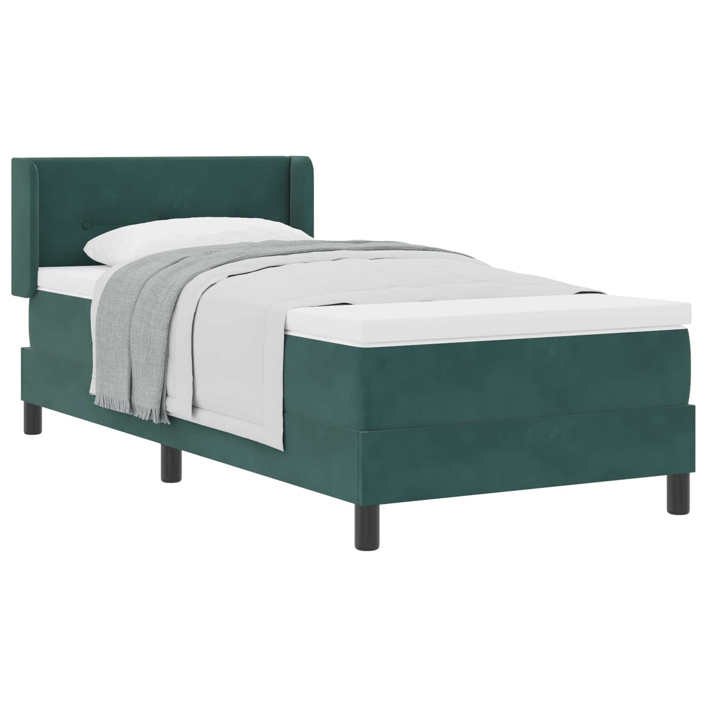 Postel S Boxspringem S Čelo Tmavě Zelená 200 X 90 Cm Samet