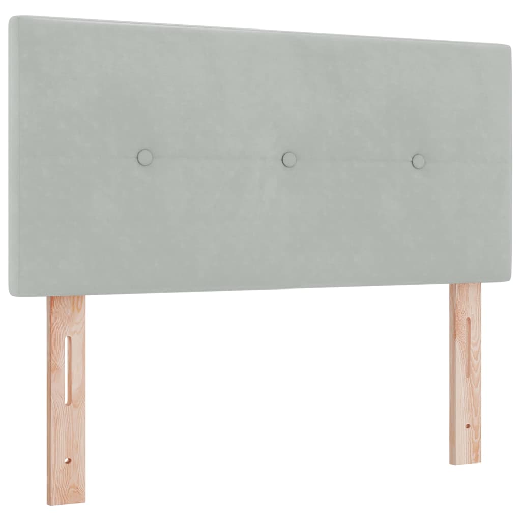 Postel S Boxspringem S Čelo Světle Šedá 200 X 100 Cm Samet