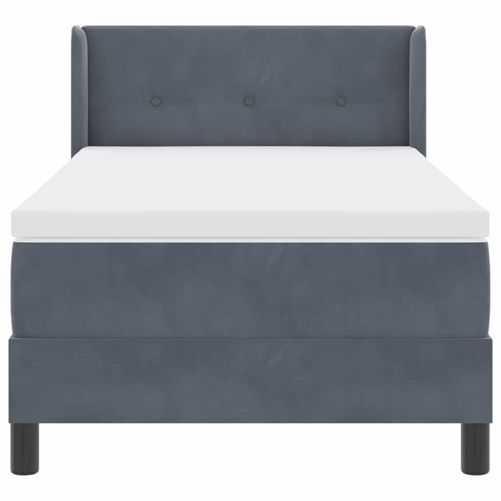 Postel S Boxspringem S Čelo Tmavě Šedá 200 X 100 Cm Samet