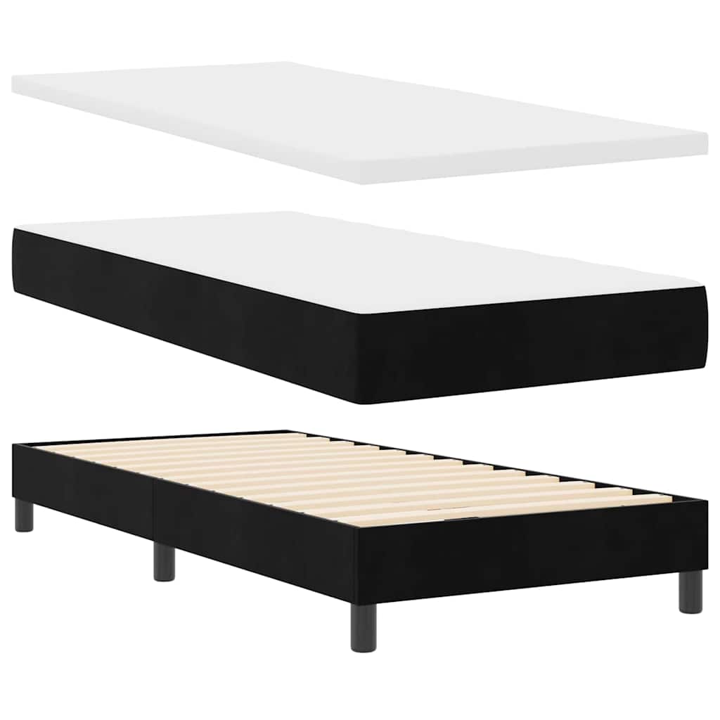 Postel S Boxspringem S Čelo Černý 200 X 100 Cm Samet